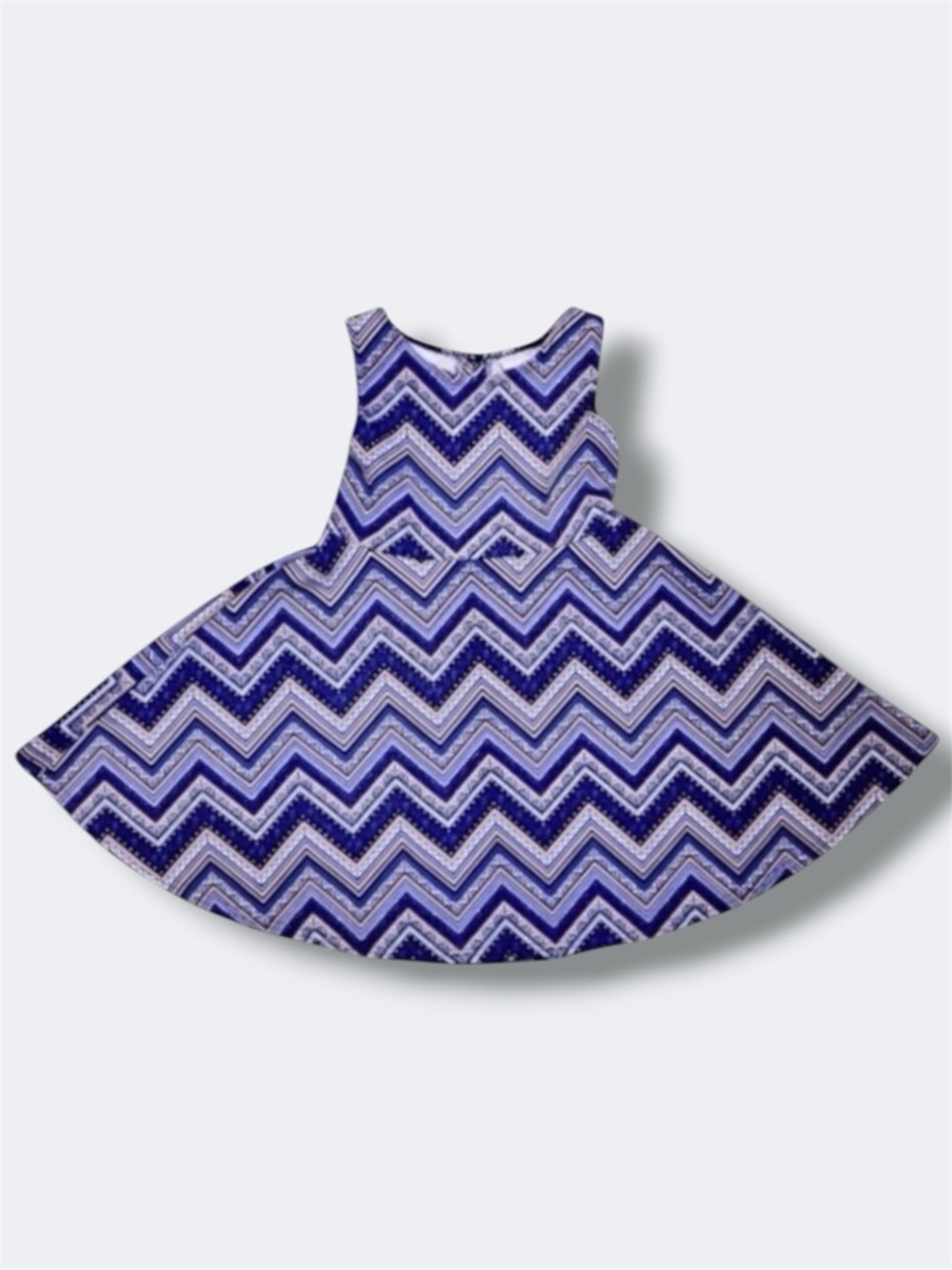 🍄3/$15 SweetHeart Rose Dress Girls Size 5 Blue Chevron Twirl Sleeveless Tie